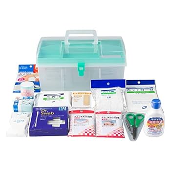 Amazon | 応急手当用品14点セット プラスチック製救急箱 救急